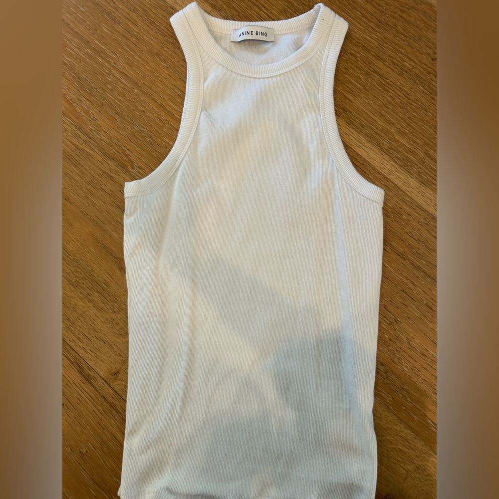 White Racer Back Tank Top Anine Bing Small